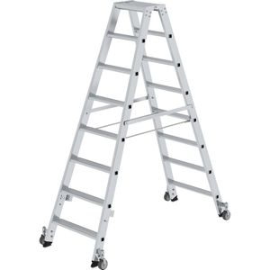 MUNK Tredenbokladder, tweezijdig, uitvoering verrijdbaar, 2 x 8 treden