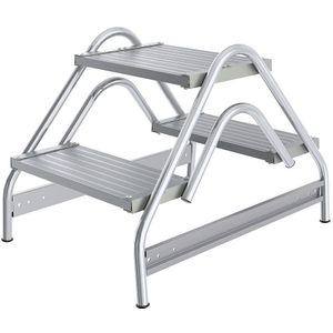 MUNK Aluminium werkbordesje, treden van geribbeld aluminium, tweezijdig oploopbaar, 2 treden