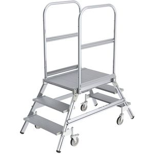 MUNK Bordesladder, tweezijdig begaanbaar, platform en treden van aluminium, 2 x 3 treden incl. platform