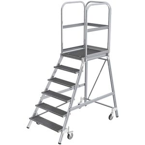 MUNK Bordesladder, eenzijdig begaanbaar, platform en treden van roosters, 6 treden incl. platform