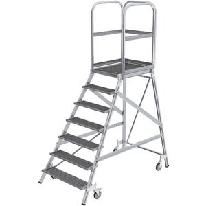 MUNK Bordesladder, eenzijdig begaanbaar, platform en treden van roosters, 7 treden incl. platform