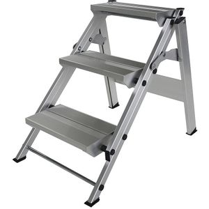 MUNK Aluminium inklapbare trap, zonder veiligheidsbeugel, 3 treden