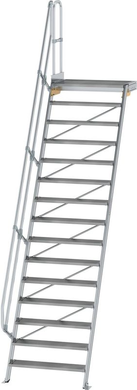 MUNK Treppe mit Plattform 60° inkl. einen Handlauf, 1000mm Stufenbreite, 15 Stufen