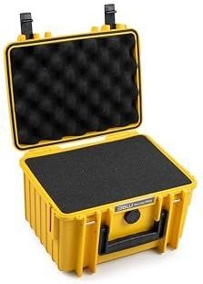 B&W International GmbH Outdoor Case Hartschalenkoffer Typ 2000 mit Schaumstoff (Hardcase Koffer IP67, SI Würfelschaum, wasserdicht, Innenmaß 25x17,5x15,5cm, Gelb), 2000/Y/SI, Typ 2000 - Innenmaß 25x17x15cm