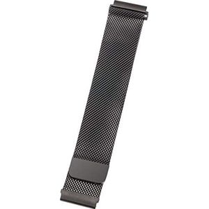 Peter Jäckel Milanaise armband zwart 17659 20 mm, metaal en polyurethaan