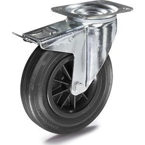 TENTE Massieve rubberband op kunststof velg, wiel-Ø x -breedte = 200 x 50 mm, zwenkwiel met dubbele rem
