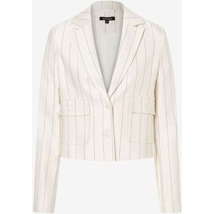 Kortere ecru blazer met zwart gestreept motief