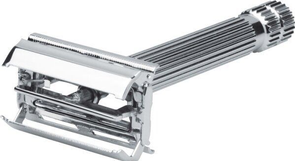 Erbe - Traditioneel Scheermes - Verchroomd - Handvat in Lengtestreep-Look