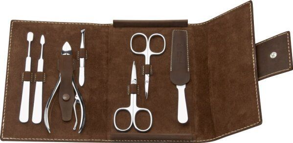 Becker - Manicurekoffer - 7-delig - Leren Etui - Heren