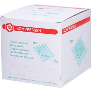 Noba - Kompressen - Gaaskompressen - Steriele Gaasjes - 12 Laags -10 x 10 cm - 60 Stuks