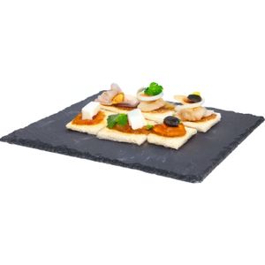 Serveerplank - leisteen - 25 x 25 cm - snack dienblad - stijlvol