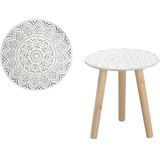 Bijzettafel rond hout wit/naturel 30 x 30 cm - Home Deco meubels en tafels