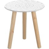 Bijzettafel rond hout wit/naturel 30 x 30 cm - Home Deco meubels en tafels