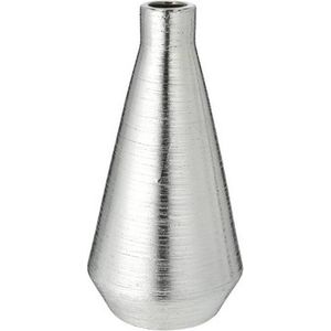 Ronde bloemenvaas zilver van keramiek 14 x 28 cm - Stijlvolle bloemen of takken vaas voor binnen
