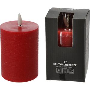 Firenze Home LED kaars - rood - D7,5 x H10 cm -met timer