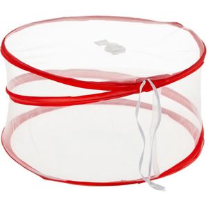 Cepewa Vliegenkap/voedselkap - rood - opvouwbaar - D35 x H17 cm - buiten eten - anti insecten - kunststof