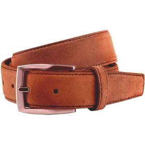 Suede heren riem - cognac - Maat: 110