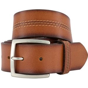 Lindenmann riem bruin effen met detail leer