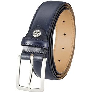 LINDENMANN Herenriem pak, leren riem herenpak 35 mm breed, kostuumriem heren, volledig lederen riem heren, Donkerblauw, taille 90 cm totale lengte 105 cm 35.5W L