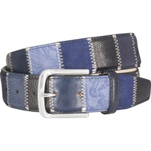 LINDENMANN leren heren riem - blauw - Maat: 110