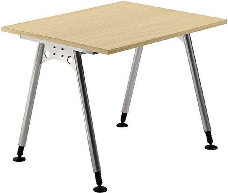 HAMMERBACHER AS08 höhenverstellbarer Schreibtisch ahorn quadratisch, A-Fuß-Gestell silber 80,0 x 80,0 cm