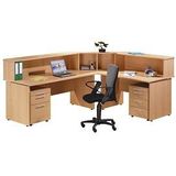 Opzetbalie, voor bureautafel 800 mm breed, beukenhoutdecor