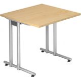 HAMMERBACHER NS08 Schreibtisch ahorn quadratisch, C-Fuß-Gestell silber 80,0 x 80,0 cm