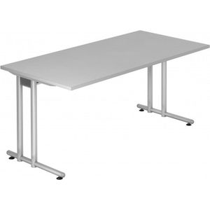 Bureautafel JENA, C-poot, rechthoek, B 1600 x D 800 x H 720 mm, onderstel aluminium zilver, lichtgrijs