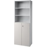 eurokraft pro Combi-kast, 5 legborden, 2 vleugeldeuren, lichtgrijs / lichtgrijs