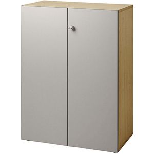 eurokraft pro ANNY - Dossierkast, vleugeldeuren, 2 legborden, notenhoutdecor / blank aluminiumkleurig