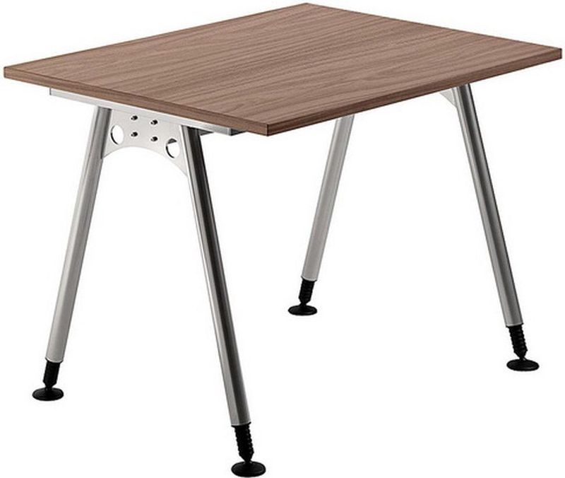 HAMMERBACHER AS08 höhenverstellbarer Schreibtisch nussbaum quadratisch, A-Fuß-Gestell silber 80,0 x 80,0 cm
