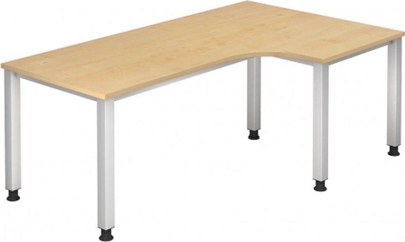 HAMMERBACHER QS82 höhenverstellbarer Schreibtisch ahorn L-Form, 5-Fuß-Gestell silber 200,0 x 80,0/120,0 cm