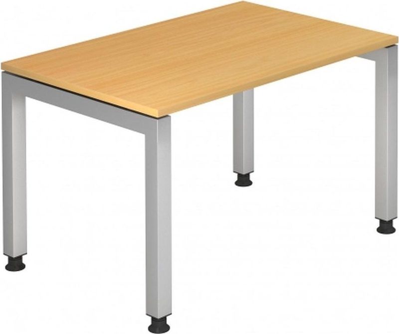 HAMMERBACHER JS12 höhenverstellbarer Schreibtisch buche rechteckig, 4-Fuß-Gestell silber 120,0 x 80,0 cm