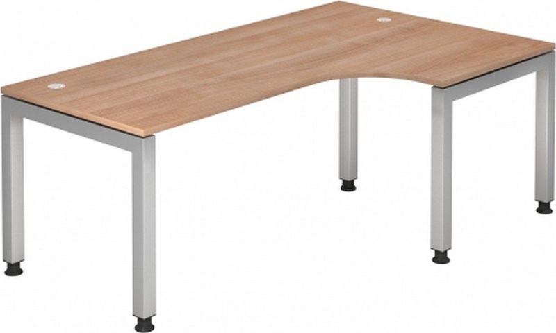 HAMMERBACHER Prokura höhenverstellbarer Schreibtisch nussbaum L-Form, 5-Fuß-Gestell silber 200,0 x 120,0 cm
