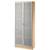 FINO - Kast met glazen deuren, 4 legborden, b x d = 800 x 420 mm, beukenhoutdecor