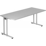HAMMERBACHER NS19 Schreibtisch lichtgrau rechteckig, C-Fuß-Gestell silber 180,0 x 80,0 cm