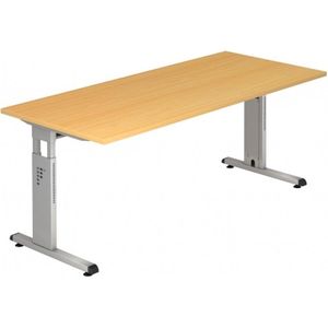 MEGA 19 S | Bureau - 180 x 80 Beuken/Zilver Tafelhoogte I In hoogte verstelbaar