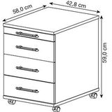 mcbuero.de Rollcontainer 58cm 3 Schübe Relinggriff Grau