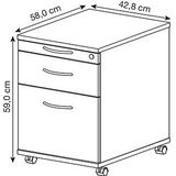 mcbuero.de Rollcontainer 58cm 1 Schub 1 Hängeregistratur Schloss Bogen