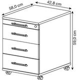 HAMMERBACHER Orbis Rollcontainer lichtgrau 4 Auszüge 42,8 x 58,0 x 59,0 cm