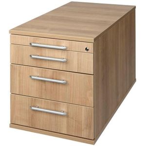 mcbuero.de Rollcontainer 80cm 3 Schub Schloss Relinggriff Nussbaum