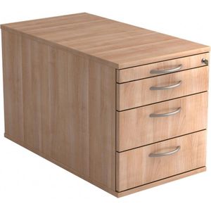 mcbuero.de Rollcontainer 80cm 3 Schub Schloss Bogengriff Nussbaum