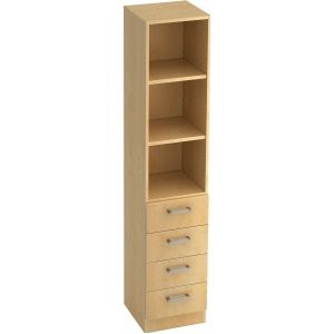 TARVIS - Combi-Boekenkast - Ahorndecor - 5 OH - 2 Legborden - 4 Laden