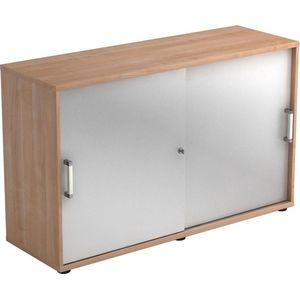 Schuifdeurkast - Walnoot/Zilver - 120 x 40 x 74,8 cm - Beta 1752S