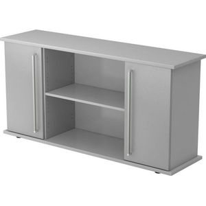 KAPA SB | Dressoir | met deuren - Grijs/Zilver Sideboard Chrome metaal handgreep