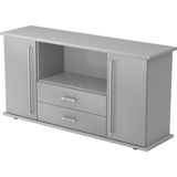 KAPA SB | Dressoir | met deuren + laden - Grijs/Zilver Sideboard Chrome metaal handgreep