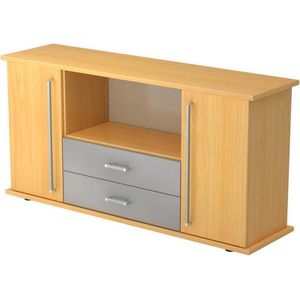 KAPA SB | Dressoir | met deuren + laden - Beuken Sideboard Chrome metaal handgreep