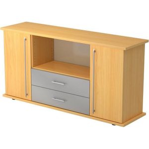 KAPA SB | Dressoir | met deuren + laden - Beuken Sideboard Rail handvat (kunststof)