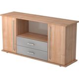 KAPA SB | Dressoir | met deuren + laden - Walnoot Sideboard Chrome metaal handgreep