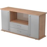 KAPA SB | Dressoir | met deuren + laden - Walnoot/Zilver Sideboard Rail handvat (kunststof)